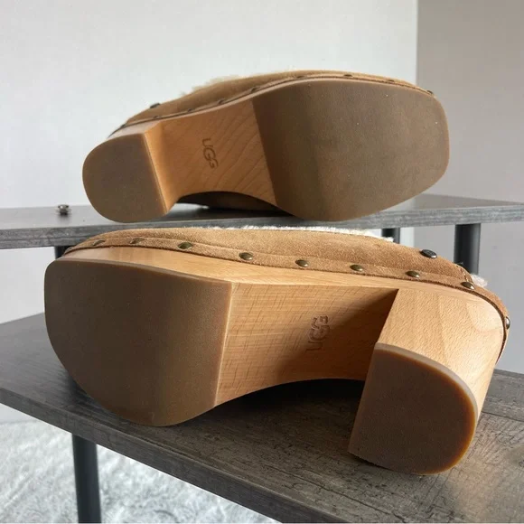 UGG AUBRIANA CHESTNUT SUEDE CLOG HEEL SHOE Women Size 8.0 - Picture 6 of 11